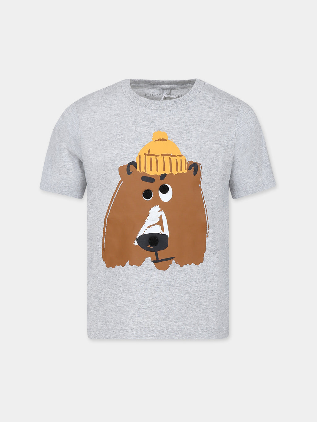 T-shirt grigia per bambino con stampa orso